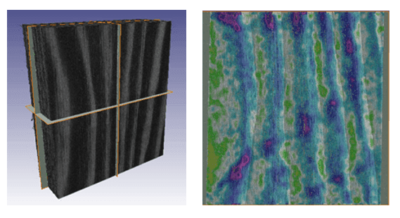 Example of strains measured in a prismatic wood sample subjected to a bending load