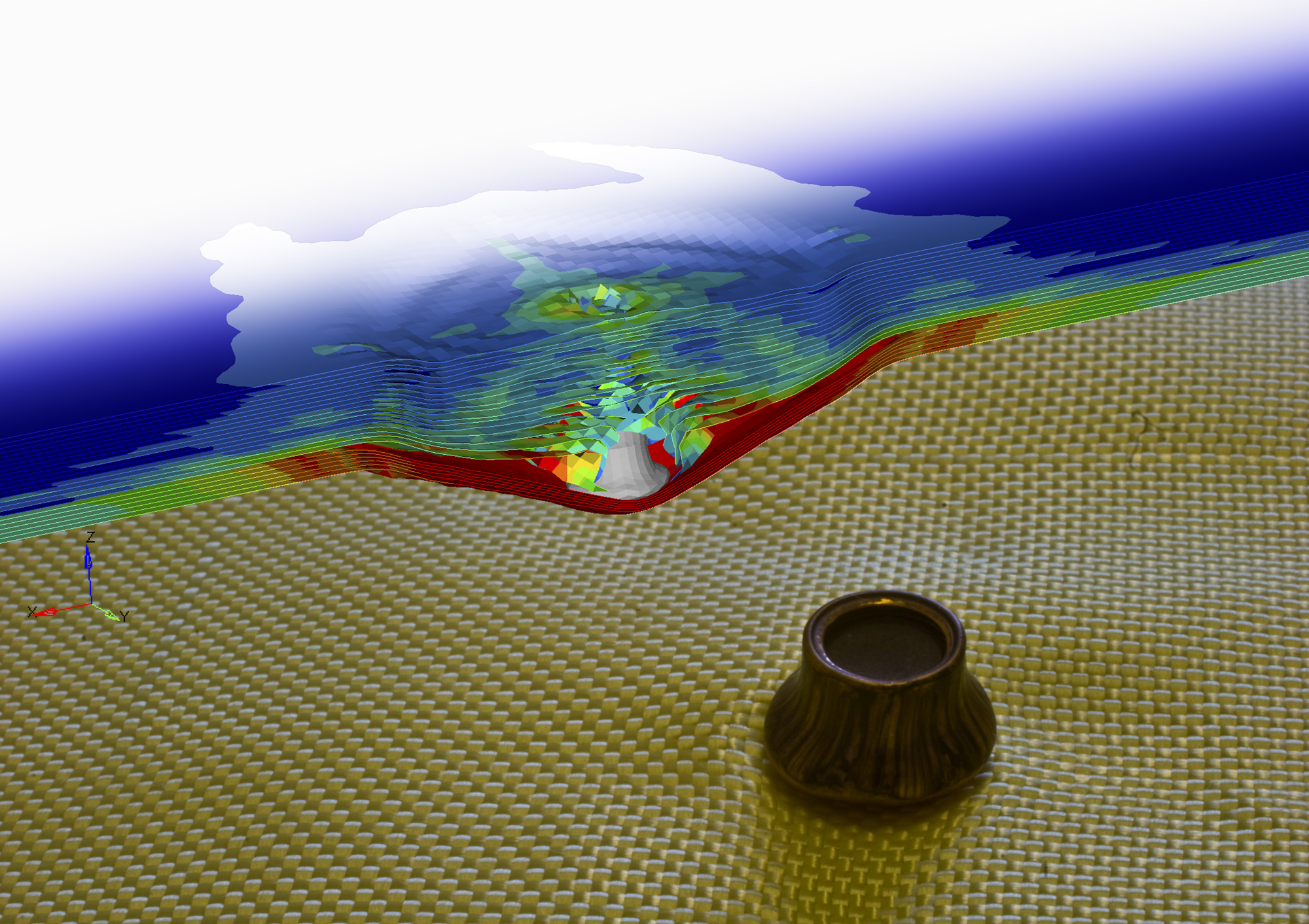 Cross section of CAE model vs. recovered 9mm DM11 A1B2 bullet